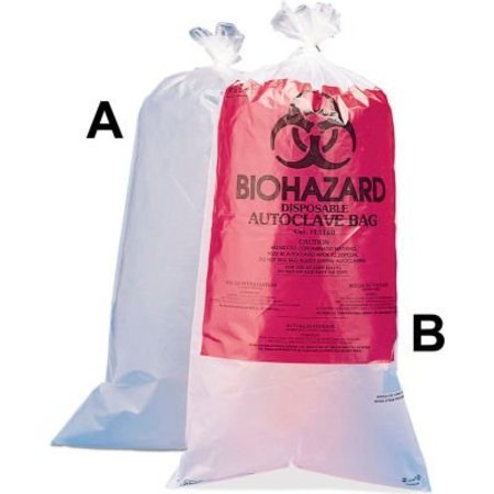 BEL-ART Bel-Art Clear Biohazard Disposal Bags, Non-Printed, 1-3 Gallon, 1.5 mil Thick, 12"W x 24"H, 100/PK 13160-0005